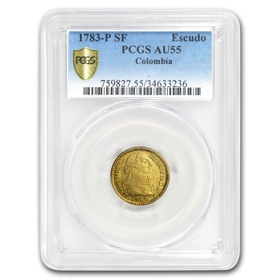 1783-P SF Colombia Gold Escudo Charles III AU-55 PCGS 1783-P SF Colombia Gold Escudo Charles III AU-55 PCGS