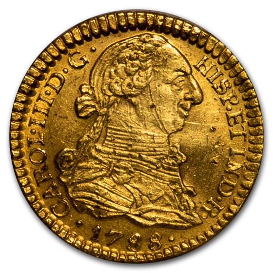 1783-P SF Colombia Gold Escudo Charles III Unc (Shipwreck Effect) 1783-P SF Colombia Gold Escudo Charles III Unc (Shipwreck Effect)