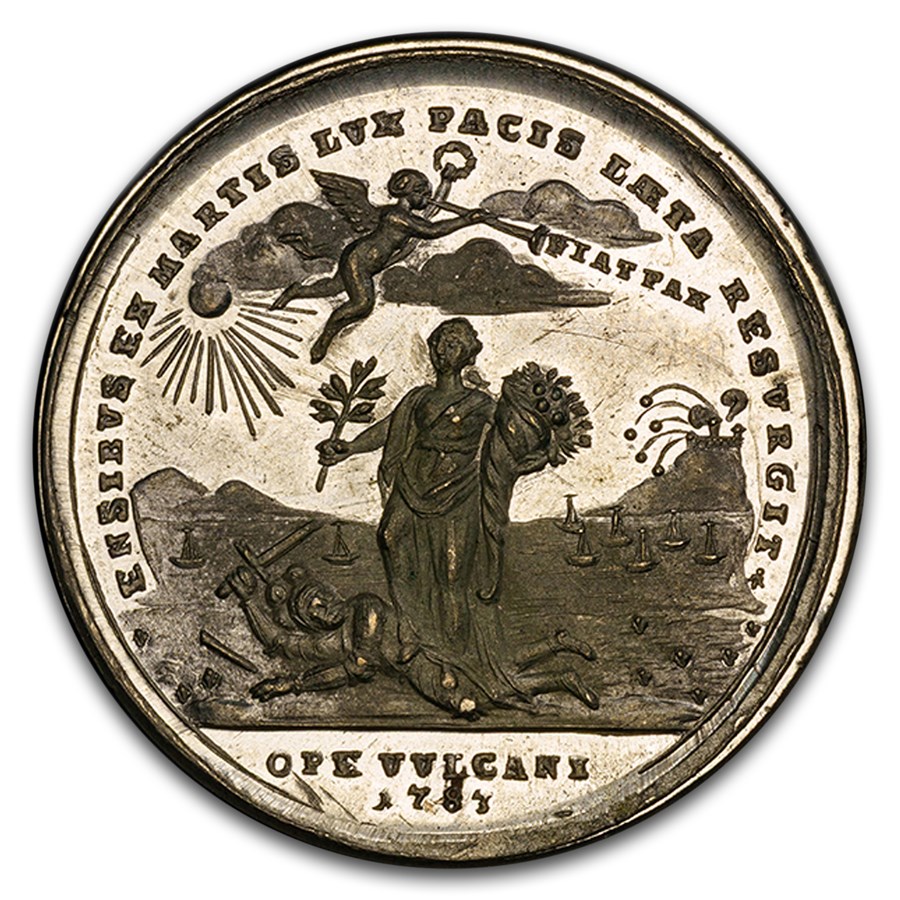 1783 Treaty of Paris Medal MS-63 PCGS (Betts-610, White Metal)