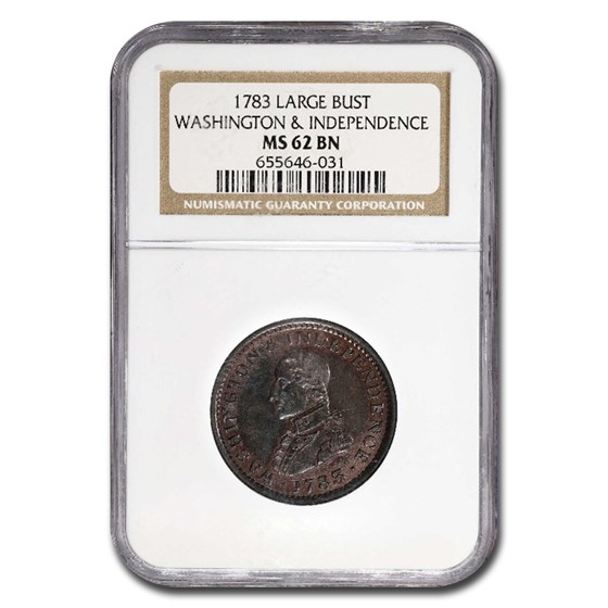 1783 Washington & Independence Copper Restrike MS-62 NGC (Brown) 1783 Washington & Independence Copper Restrike MS-62 NGC (Brown)