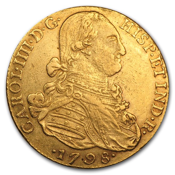1785-1800 Colombia Gold 8 Escudo Charles IV AU (Random) 1785-1800 Colombia Gold 8 Escudo Charles IV AU (Random)