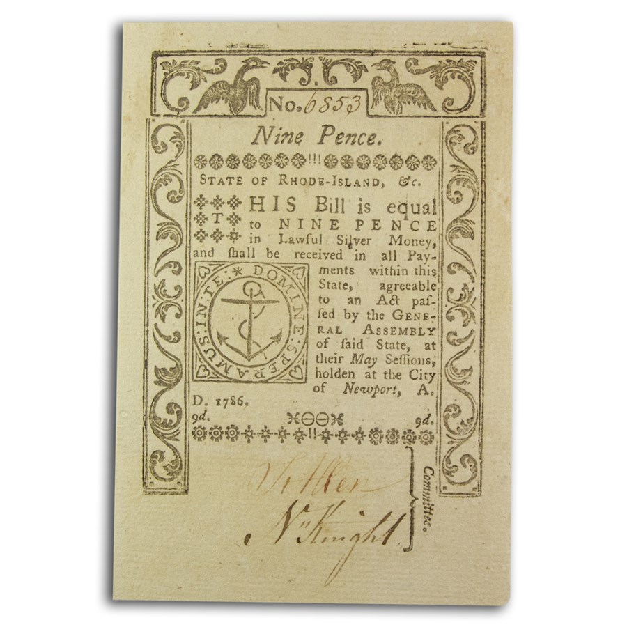 1786 Nine Pence Rhode Island May 1786 CU (Fr#RI-291)