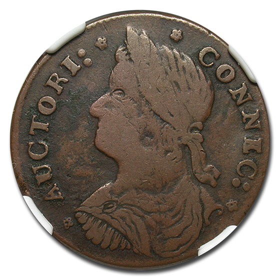 1787 Connecticut Cent Mailed Bust Left Fine-12 PCGS 1787 Connecticut Cent Mailed Bust Left Fine-12 PCGS
