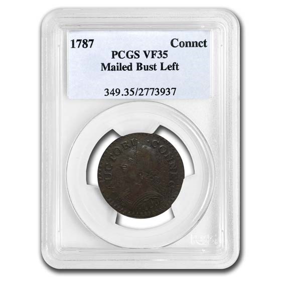 1787 Connecticut Cent Mailed Bust Left VF-35 PCGS 1787 Connecticut Cent Mailed Bust Left VF-35 PCGS