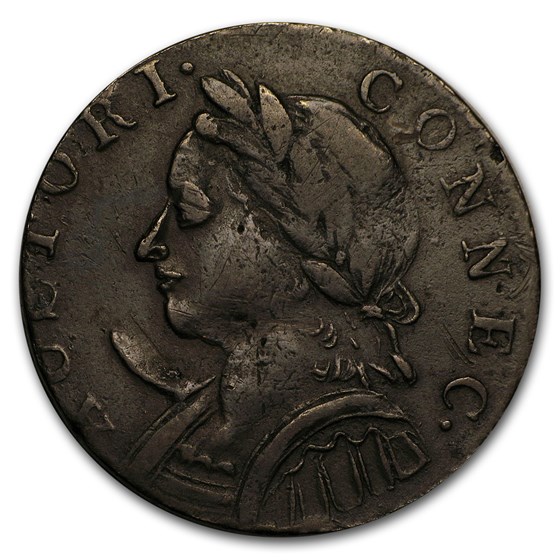 1787 Connecticut Copper Horned Bust Facing Left XF