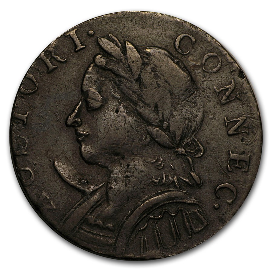 1787 Connecticut Copper Horned Bust Facing Left XF