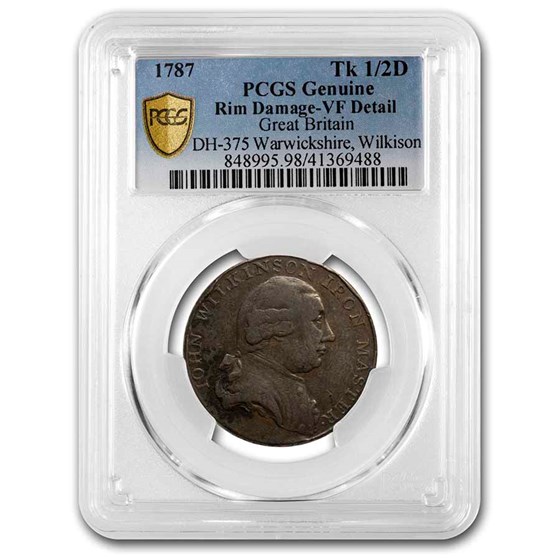 1787 Great Britain Copper Halfpenny Conder Token Genuine PCGS 1787 Great Britain Copper Halfpenny Conder Token Genuine PCGS