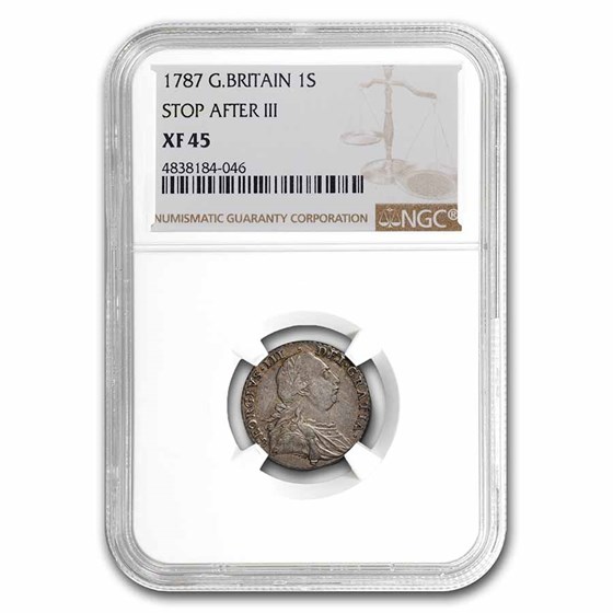 1787 Great Britain Silver Shilling George III XF-45 NGC 1787 Great Britain Silver Shilling George III XF-45 NGC