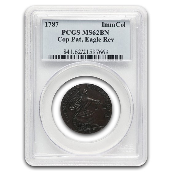 1787 Immunis Columbia Piece MS-62 PCGS (Cop Pattern, Eagle Rev)