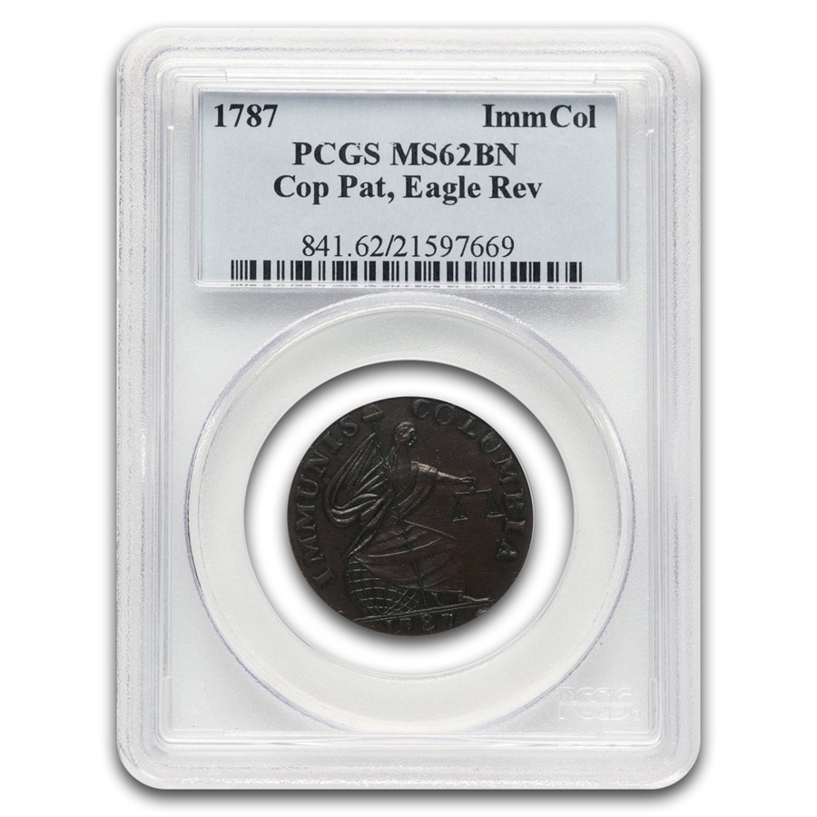 1787 Immunis Columbia Piece MS-62 PCGS (Cop Pattern, Eagle Rev)