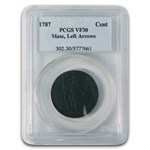 1787 Massachusetts Cent Arrows in Left Talon VF-30 PCGS
