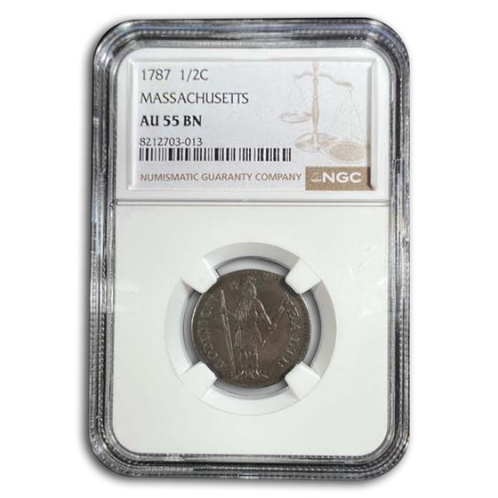 1787 Massachusetts Half Cent AU-55 NGC (Brown) 1787 Massachusetts Half Cent AU-55 NGC (Brown)
