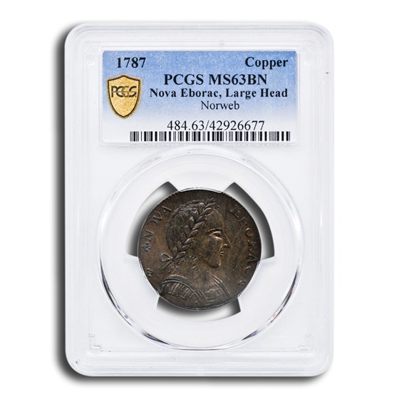 1787 Nova Eborac Copper MS-63 PCGS (Brown, Large Head)