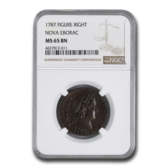 1787 Nova Eborac Copper MS-65 NGC (Brown, Figure Right) 1787 Nova Eborac Copper MS-65 NGC (Brown, Figure Right)
