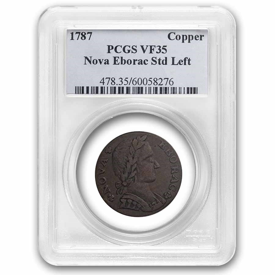 1787 Nova Eborac Copper VF-35 PCGS (Brown, Std Left)