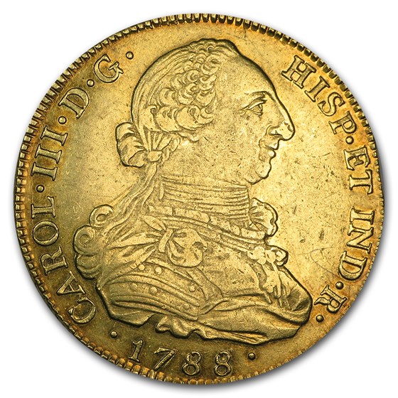 1788/7 N Variety Colombia Gold 8 Escudo Charles III AU 1788/7 N Variety Colombia Gold 8 Escudo Charles III AU