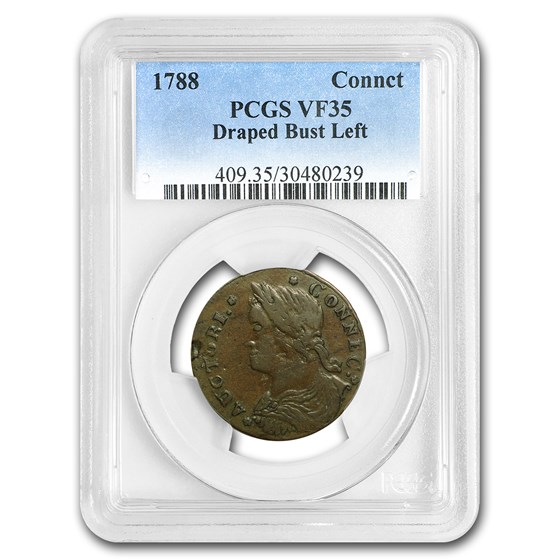 1788 Connecticut Copper Draped Bust Facing Left VF-35 PCGS 1788 Connecticut Copper Draped Bust Facing Left VF-35 PCGS