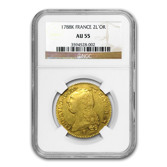1788-K France Gold 2 Louis D'or AU-55 NGC 1788-K France Gold 2 Louis D'or AU-55 NGC