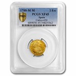 1788-M M Spain Gold 2 Escudos Charles III XF-45 PCGS
