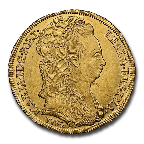 1789-R Brazil Gold 6400 Reis Maria I MS-62 NGC 1789-R Brazil Gold 6400 Reis Maria I MS-62 NGC