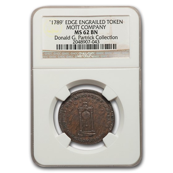 1789 Token Mott, Thin Engrail Edge MS-62 NGC (Brown) 1789 Token Mott, Thin Engrail Edge MS-62 NGC (Brown)