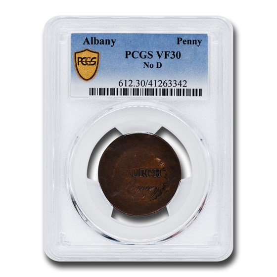 (1790) Albany Church Penny VF-30 PCGS (No D) (1790) Albany Church Penny VF-30 PCGS (No D)