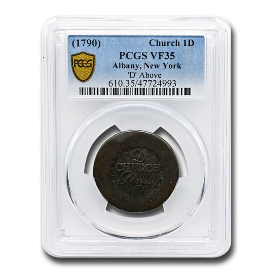 (1790) Albany Church Penny VF-35 PCGS (D Above) (1790) Albany Church Penny VF-35 PCGS (D Above)