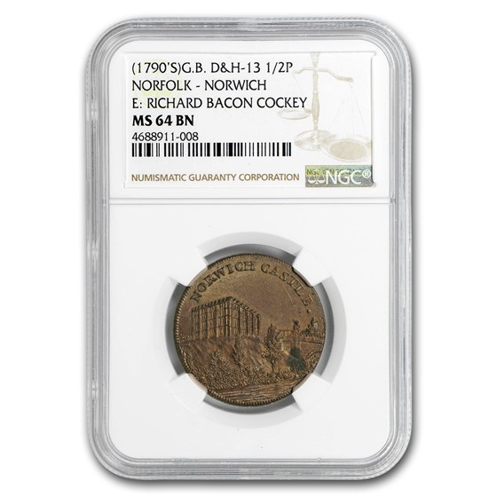 (1790) Condor Token Norfolk E. Richard Cockey MS-64 NGC (Brown) (1790) Condor Token Norfolk E. Richard Cockey MS-64 NGC (Brown)