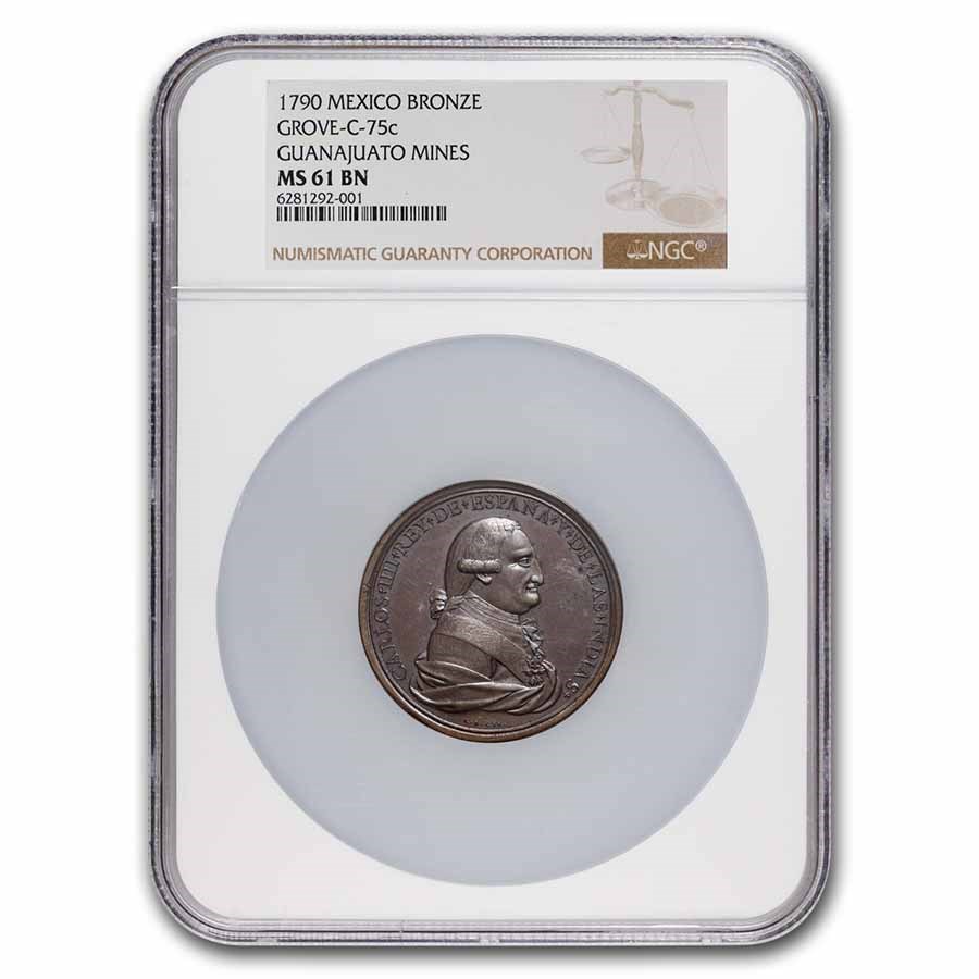 1790 Mexico Grove Bronze Medal MS-61 NGC (Brown, Grove-C-75c)