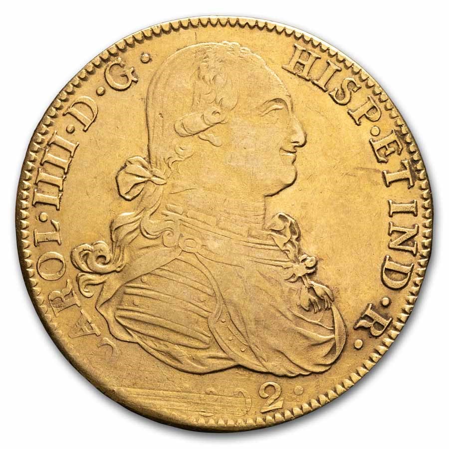 1791-1808 Mexico Charles IV Gold 8 Escudos Cleaned (Random)