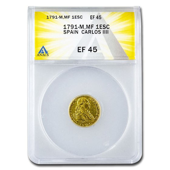 1791-M Spain Gold Escudo XF-45 ANACS 1791-M Spain Gold Escudo XF-45 ANACS