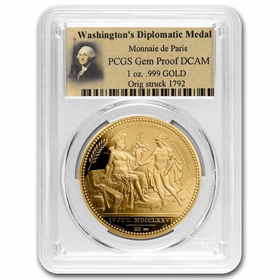 1792 1 oz Gold Washington's Diplomatic Medal Gem Proof PCGS 1792 1 oz Gold Washington's Diplomatic Medal Gem Proof PCGS
