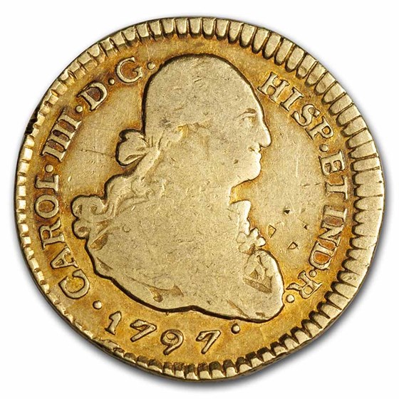 1792-1808 Colombia Gold Escudo Charles IV Avg Circ