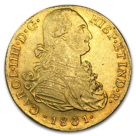 1792-1808 Peru Gold 8 Escudos Charles IV AU 1792-1808 Peru Gold 8 Escudos Charles IV AU