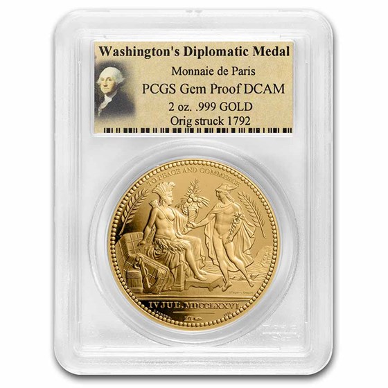 1792 2 oz Gold Washington's Diplomatic Medal Gem Proof PCGS 1792 2 oz Gold Washington's Diplomatic Medal Gem Proof PCGS