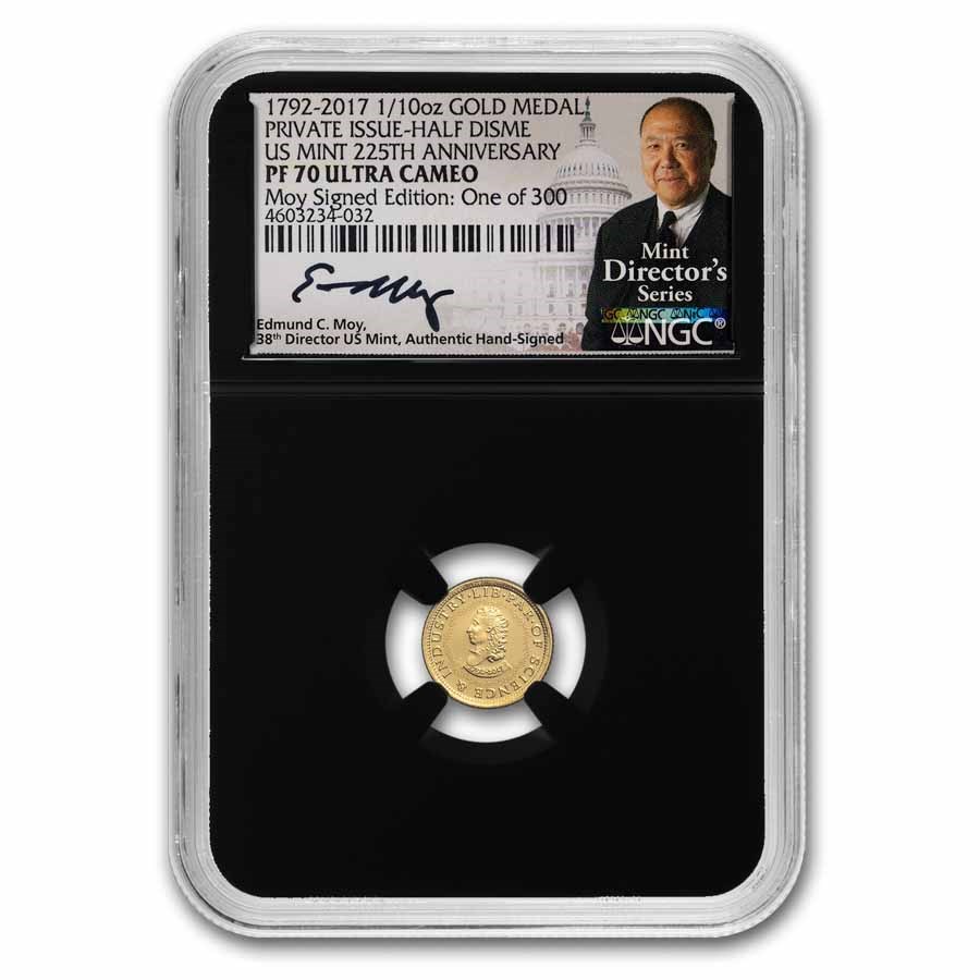 1792-2017 1/10 oz Proof Gold Half Disme 225th Ann. PF-70 NGC
