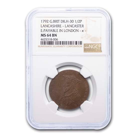 (1792) Condor Token Lancaster Halfpenny MS-64 NGC (Brown) (1792) Condor Token Lancaster Halfpenny MS-64 NGC (Brown)