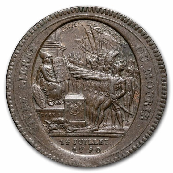1792 French First Rep Bronze 5 Sols Foundation of the Republic AU 1792 French First Rep Bronze 5 Sols Foundation of the Republic AU