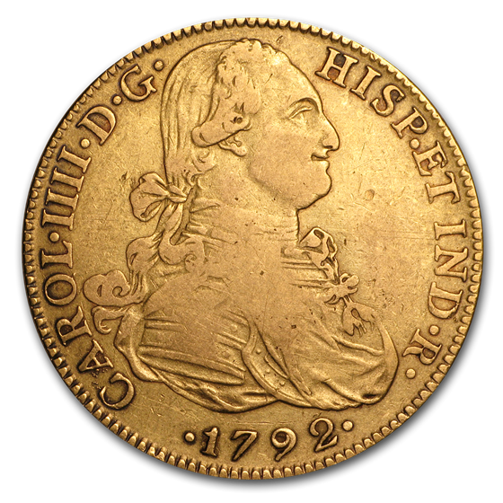1792-Mo FM Mexico Gold 8 Escudos Carlos IV VF 1792-Mo FM Mexico Gold 8 Escudos Carlos IV VF