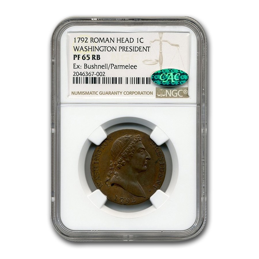 1792 Washington Roman Head Cent PF-65 NGC CAC (Red/Brown)