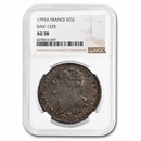 1793-A France Silvr Ecu AU-58 NGC (Royalist Coinage) 1793-A France Silvr Ecu AU-58 NGC (Royalist Coinage)