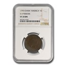 1793 Flowing Hair Chain Cent VF-20 NGC (BN, AMERICA S-4 Periods)