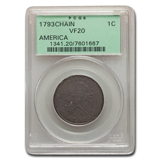 1793 Flowing Hair Chain Large Cent VF-20 PCGS (AMERICA) 1793 Flowing Hair Chain Large Cent VF-20 PCGS (AMERICA)
