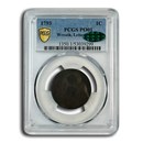 1793 Flowing Hair Large Cent Poor-1 CAC (Wreath, Lettered Edge)
