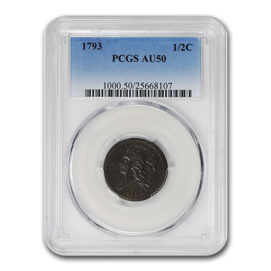 1793 Liberty Cap Half Cent AU-50 PCGS