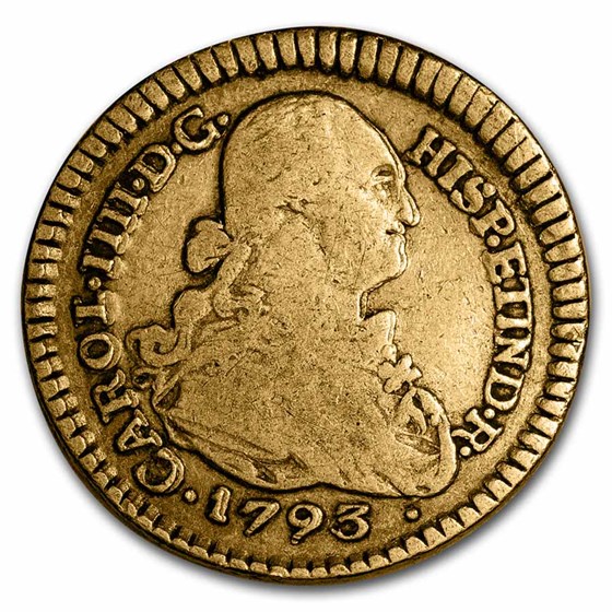 1793-P SF Colombia Gold Escudo Charles IV VF 1793-P SF Colombia Gold Escudo Charles IV VF