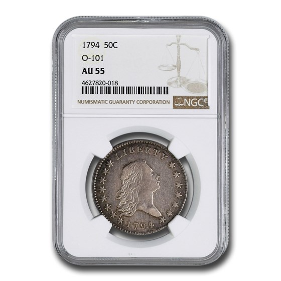 1794 Flowing Hair Half Dollar AU-55 NGC (O-101) 1794 Flowing Hair Half Dollar AU-55 NGC (O-101)