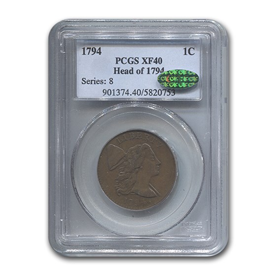1794 Flowing Hair Large Cent XF-40 PCGS CAC (Brown, Head of 1794) 1794 Flowing Hair Large Cent XF-40 PCGS CAC (Brown, Head of 1794)