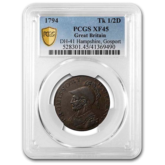 1794 Great Britain Copper Halfpenny Conder Token XF-45 PCGS 1794 Great Britain Copper Halfpenny Conder Token XF-45 PCGS
