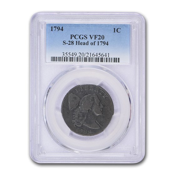 1794 Large Cent VF-20 PCGS (Brown, Head of 1794, S-28) 1794 Large Cent VF-20 PCGS (Brown, Head of 1794, S-28)
